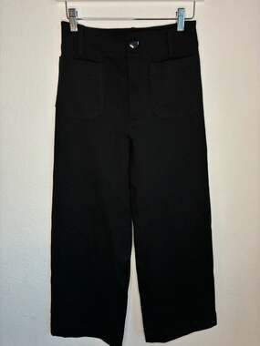 Maeve by Anthropologie The Colette Cropped Wide-Leg Pants Black Size 26